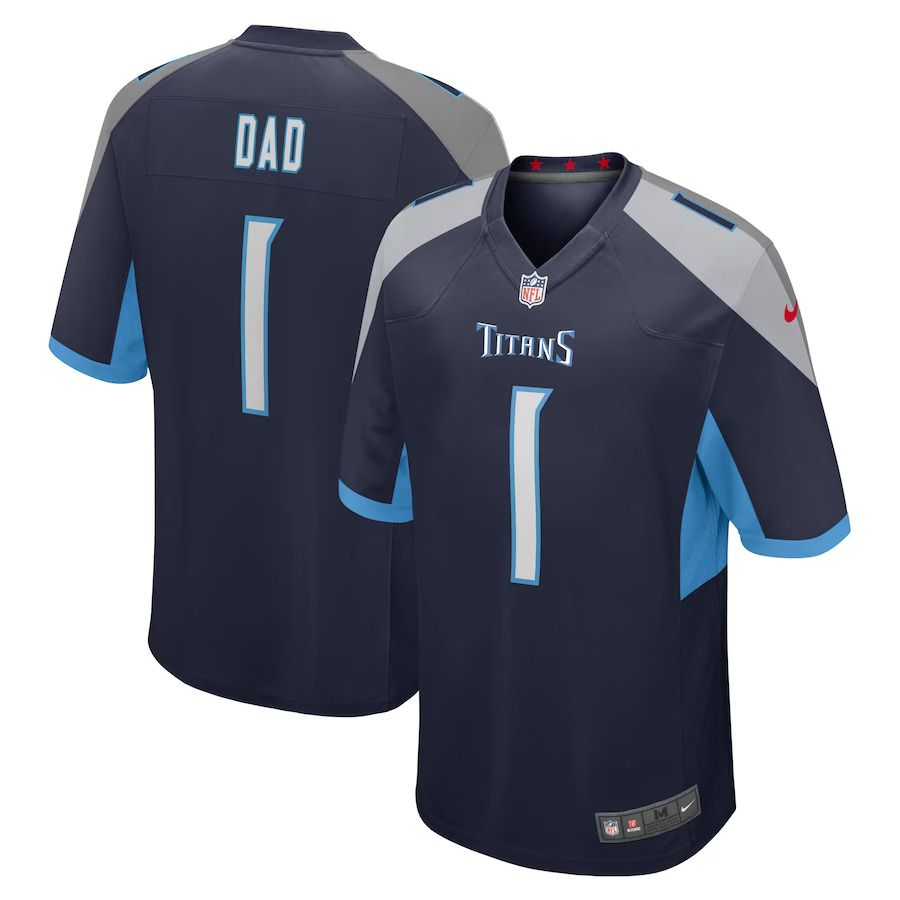 Men Tennessee Titans 1 Dad Number Nike Navy Game NFL Jersey